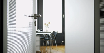 Decorative window film in a home office door Decorative window film in a home office door