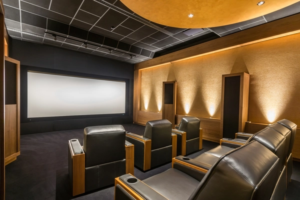 Luxury Home Theater installation in Tucson Home Theater with leather seats in a house in Tucson