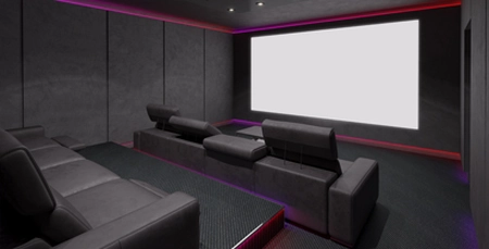 Modern Home Theater installation A modern custom home cinema installation