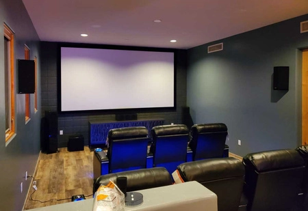 Image of a Home Theater installation, with audio-video system and home theater seating in Tucson