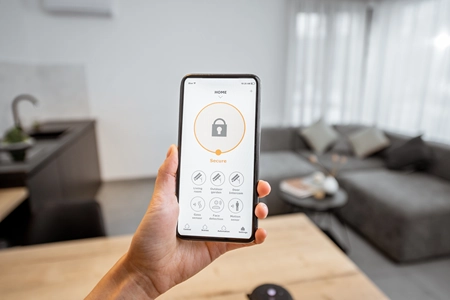 Smart home security system A smart home security system integrated into a smartphone