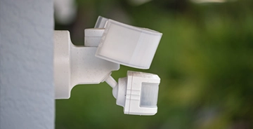 Visible home security camera placed to discourage unauthorized activity Visible home security camera placed to discourage unauthorized activity